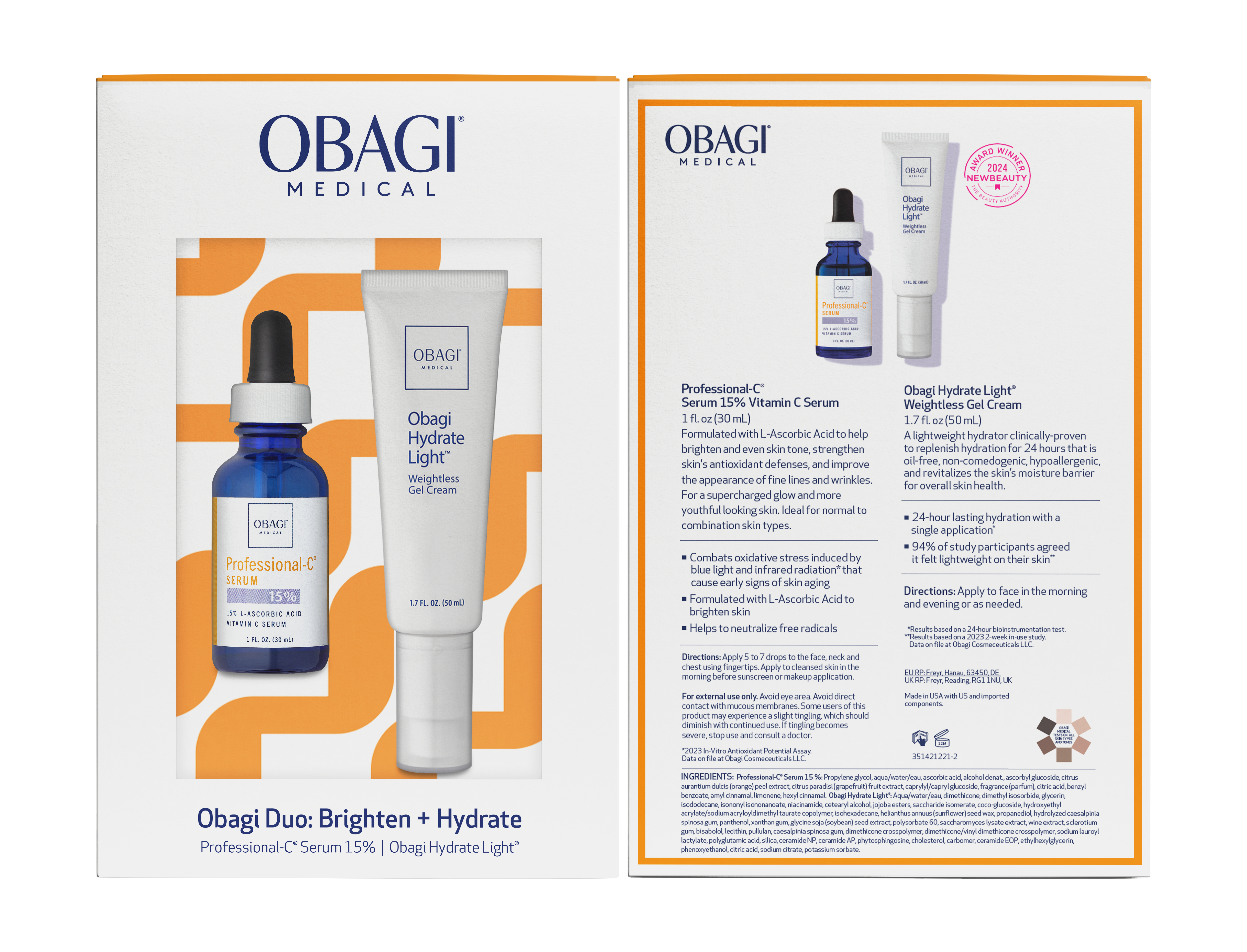 Obagi Medical skincare product set with bottles and packaging on a white background