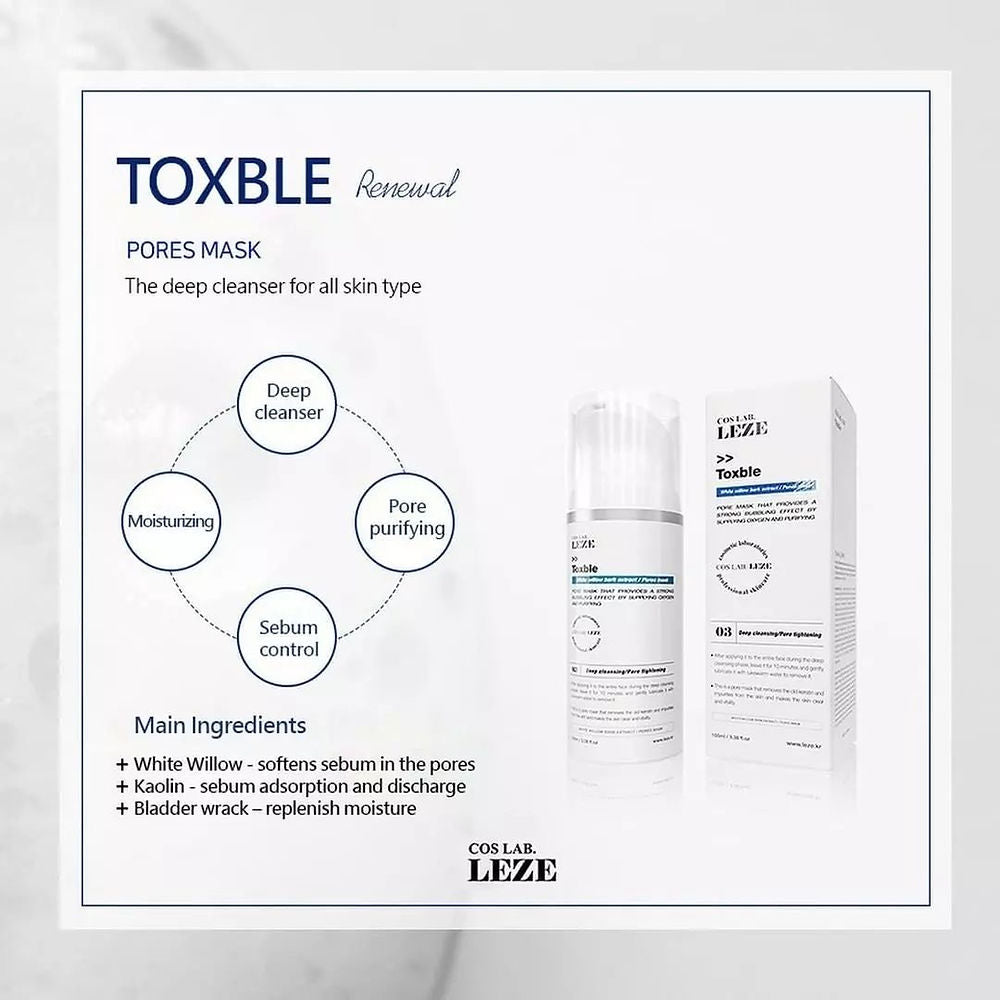 Toxble Pore Mask. Coslab Leze Korean Mediceuticals. The M-ethod Aesthetics. Worldwide Shipping.