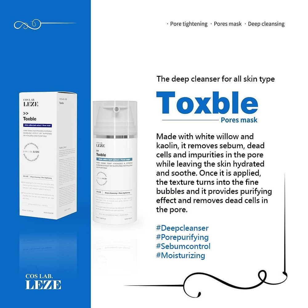 Toxble Pore Mask. Coslab Leze Korean Mediceuticals. The M-ethod Aesthetics. Worldwide Shipping.